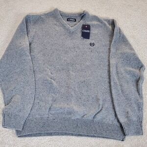 CHAPS Men's Sweater Size L Gray Pullover‎ Long Sleeve NWTGS